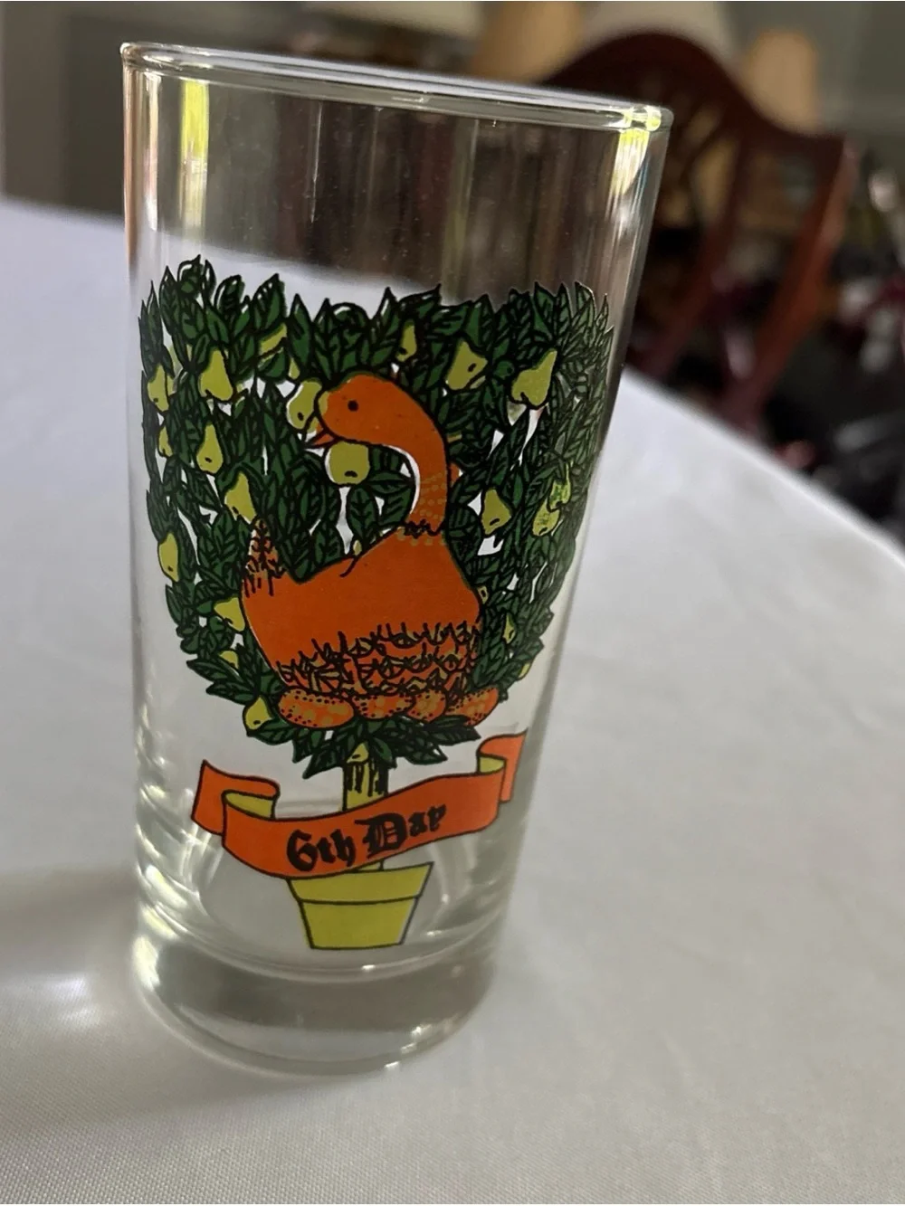 Vintage Indiana Glass 12 Days Christmas 6th Day Partridge Pear Tree